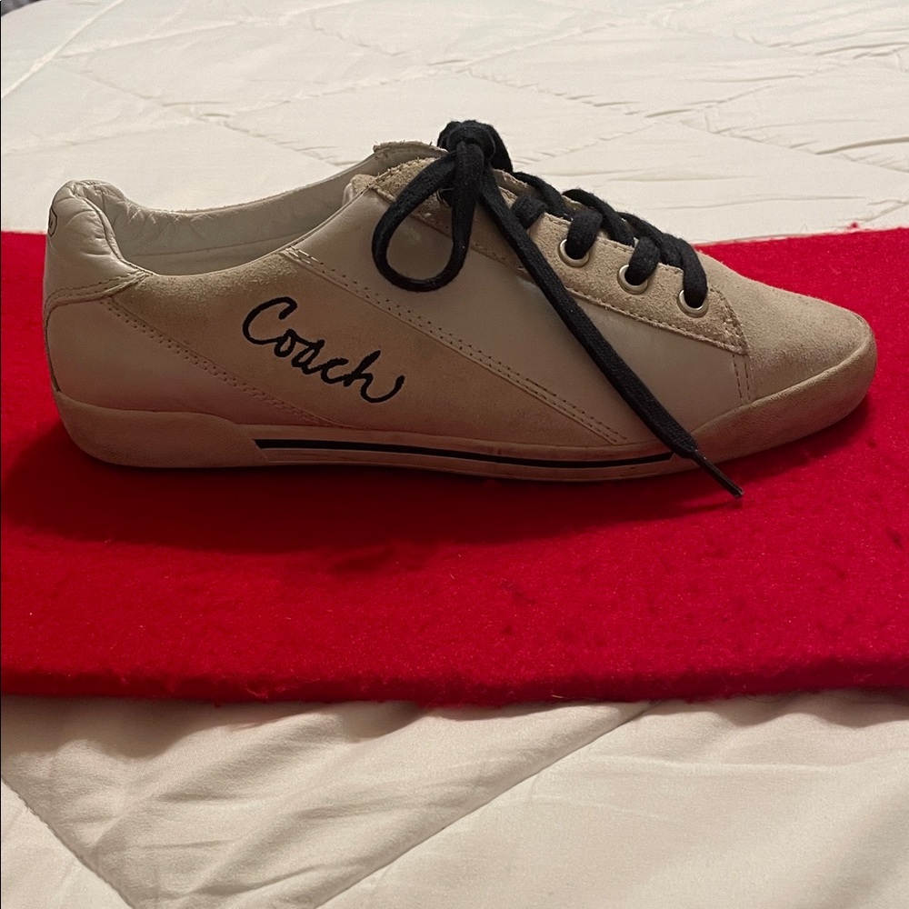 Coach Beige and White Casual Sneakers